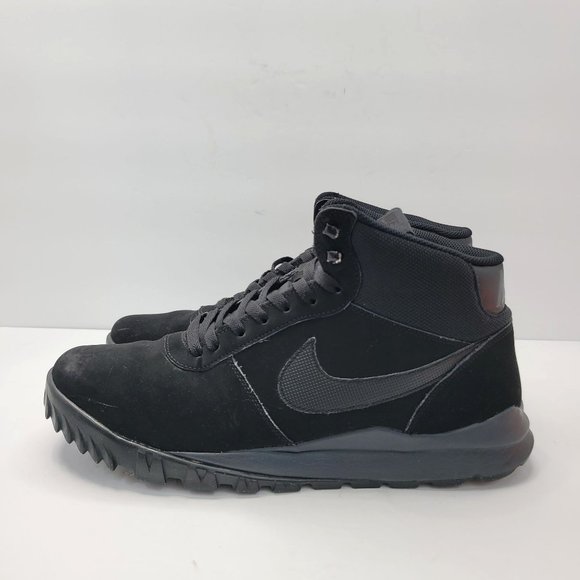 Nike Hoodland 2013 Men's Mids Suede Triple Black Shoes 654888-090 US Size 13 - Picture 2 of 8